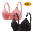 thumbnail image 1 of GERsome Women's Pack of 2 Assorted Color Push Up Wireless Bra Padded T Shirt Bras No Underwire Plunge Bralette Full Coverage 2PC#Pink/Black XL, 1 of 4
