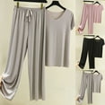 thumbnail image 1 of GERsome Women's Pajama Sets Short Sleeve V Neck Pullover Tops & Long Pants Nightwear Soft 2 Piece Pjs Lounge Sets M-2XL (Gray,L), 1 of 7