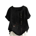thumbnail image 1 of GERsome Women's Plus Size T Shirts Short Sleeve Crew Neck Floral Tops Summer Loose Fit Button Up Tee Shirts, Sizes S-5XL, 1 of 4