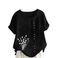 thumbnail image 1 of GERsome Women's Plus Size T Shirts Short Sleeve Crew Neck Floral Tops Summer Loose Fit Button Up Tee Shirts, Sizes S-5XL, 1 of 4