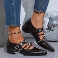 thumbnail image 1 of GERsome Women's Pumps Shoes Low Block Heels Closed Pointy Toe Ankle Strap Wedding Party Work Dress Shoes, Brown Size 7.5, 1 of 8