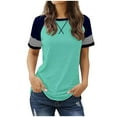thumbnail image 1 of GERsome Women's Raglan Short Sleeve Crewneck T-Shirt Color Block Tunic Tshirt Casual Loose Blouses Tops, 1 of 6