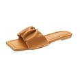 thumbnail image 1 of GERsome Women's Ruched Straps Flat Sandals Square Open Toe Slide Sandals, 1 of 5