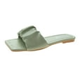 thumbnail image 1 of GERsome Women's Ruched Straps Flat Sandals Square Open Toe Slide Sandals, 1 of 4