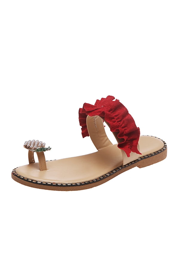 Women's Sandal Flat Sandals Toe Ring Slides Slip on Flip Flops
