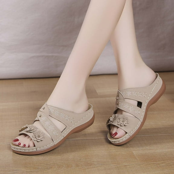 GERsome Women's Sandals Womens Walking Sandals with Arch Support Anti-Slip Comfortable Sandals Casual Slip On Sandals for Any Summer Occasion