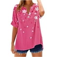 thumbnail image 1 of GERsome Women's Short Sleeve T Shirts Button V Neck Tops Casual Floral Tees Lightweight Soft Loose Fit Summer Shirts, Sizes S-2XL, 1 of 5