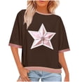 thumbnail image 1 of GERsome Women's Short Sleeve T-Shirts Crew Neck Crop Tops Summer Loose Fit Drop Shoulder Graphic Tees, Sizes S-3XL, 1 of 6