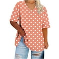 thumbnail image 1 of GERsome Women's Short Sleeve T-shirts Plus Size V Neck Summer Loose Fit Tops, Sizes S-5XL, 1 of 5