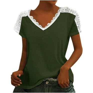 GERsome Women's Short Sleeve V Neck T Shirts Casual Summer Loose Tops Blouse