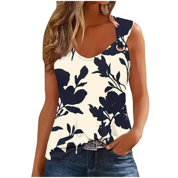 GERsome Women's Sleeveless Tank Tops Loose Fit Workout Summer Scoop Neck Tee Shirts S-2XL