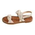 thumbnail image 1 of GERsome Women's Slide Sandals Open Toe Cross Strap Summer Flat Slingback Beach Sandals, Beige Size 8.5, 1 of 9