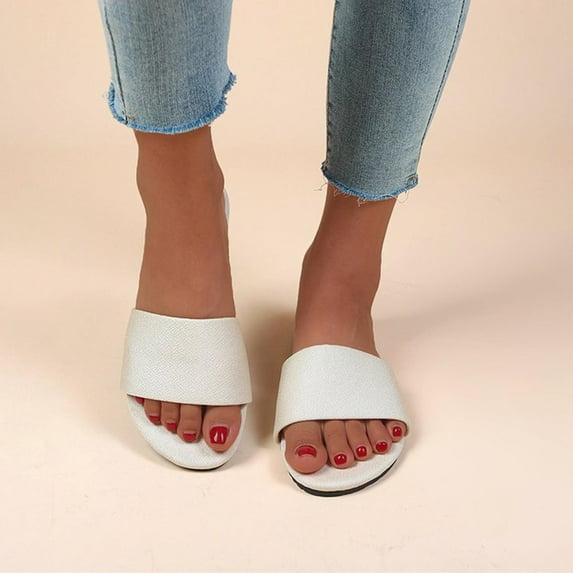 GERsome Women's Slip On Flat Sandals Summer Open Toe Slide Sandals
