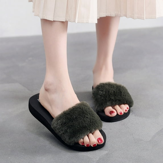 GERsome Women's Slippers House Bedroom Slippers for Women Fuzzy Plush Comfy Slide Shoes Anti-Skid Sole Trendy Gift Slippers