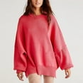 thumbnail image 1 of GERsome Women's Solid Color Knitwear Casual Long Sleeve Crewneck Pullover Side Split Sweaters Tunic Tops, 1 of 8