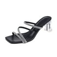 thumbnail image 1 of GERsome Women's Sparkly Open Toe Low Block Heel Rhinestone Dress Sandals Wedding Shoes for Bride, 1 of 4