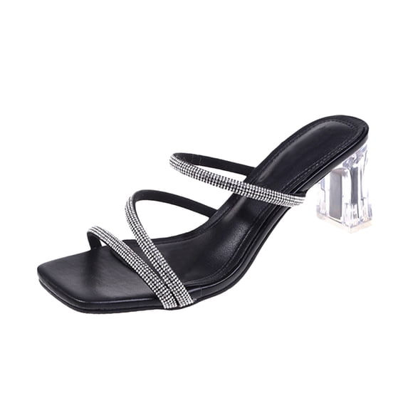 GERsome Women's Sparkly Open Toe Low Block Heel Rhinestone Dress Sandals Wedding Shoes for Bride