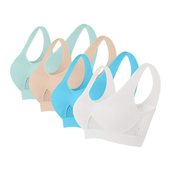 GERsome Women's Sports Bras, Seamless Workout Bras, Moderate Support, Moisture-Wicking, 4 Pack, Sizes S-5XL