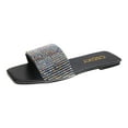 thumbnail image 1 of GERsome Women's Square Open Toe Flat Sandals Rhinestone Glitter On Casual Fashion Slippers Summer Beach Slip on Slipper Sandal, 1 of 5