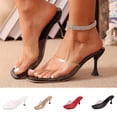 thumbnail image 1 of GERsome Women's Stiletto Heels Square Open Toe Sandals Clear Strap Slip-On Pumps Party Wedding Dress Shoes, Black Size 5.5, 1 of 9