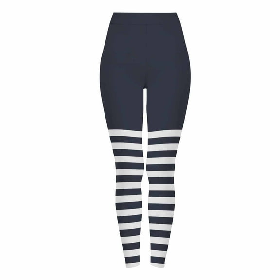 GERsome Women's Striped Leggings Full Ankle Length Tights Halloween High Waist Tight Pants Size XL