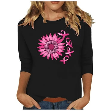 GERsome Women's Summer 3/4 Sleeve T-Shirts Round Neck Cute Tunic Tops Basic Tees Blouses Loose Fit Pullover