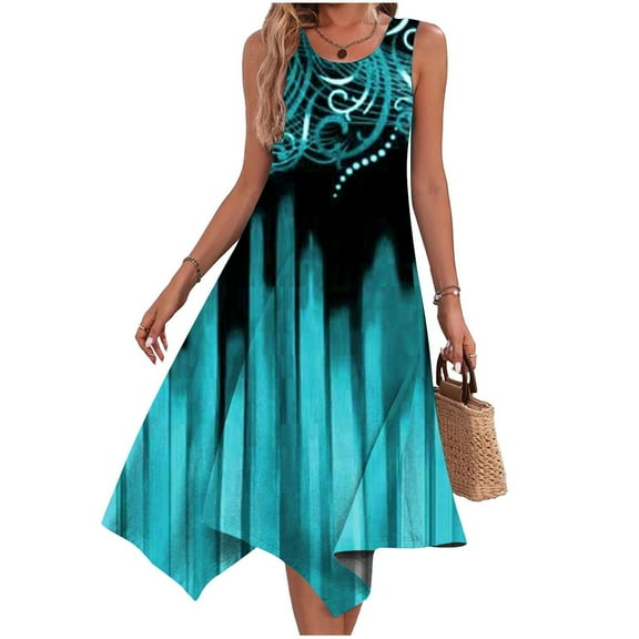 GERsome Women's Summer Dresses Beach Casual Sleeveless Floral Print Tank Loose Sundress with Pocket