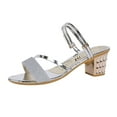 thumbnail image 1 of GERsome Women's Summer Round Open Toe Heels Sandals Low Block Chunky Heeled Sandal Slip on Mules Comfortable Casual Dress Pumps Shoes, 1 of 4