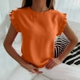 thumbnail image 1 of GERsome Women's Summer Ruffle Short Sleeve Crew Neck T Shirts Solid Loose Casual Tee Tops, 1 of 8