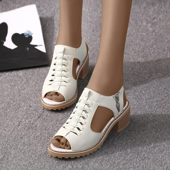 GERsome Women's Summer Sandals Low Block Heels Sandals Peep Toe Wedding Dress Shoes