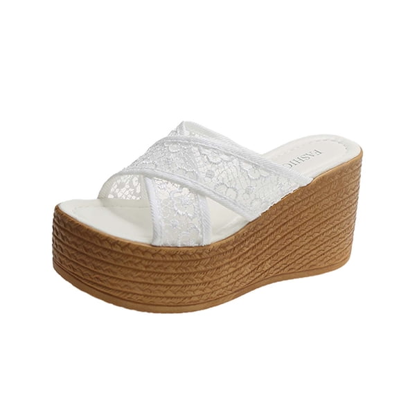 GERsome Women's Summer Sandals Platform Mesh Cross Band Sandals Casual Wedge Heel Summer Beach Sandal for Women Dressy