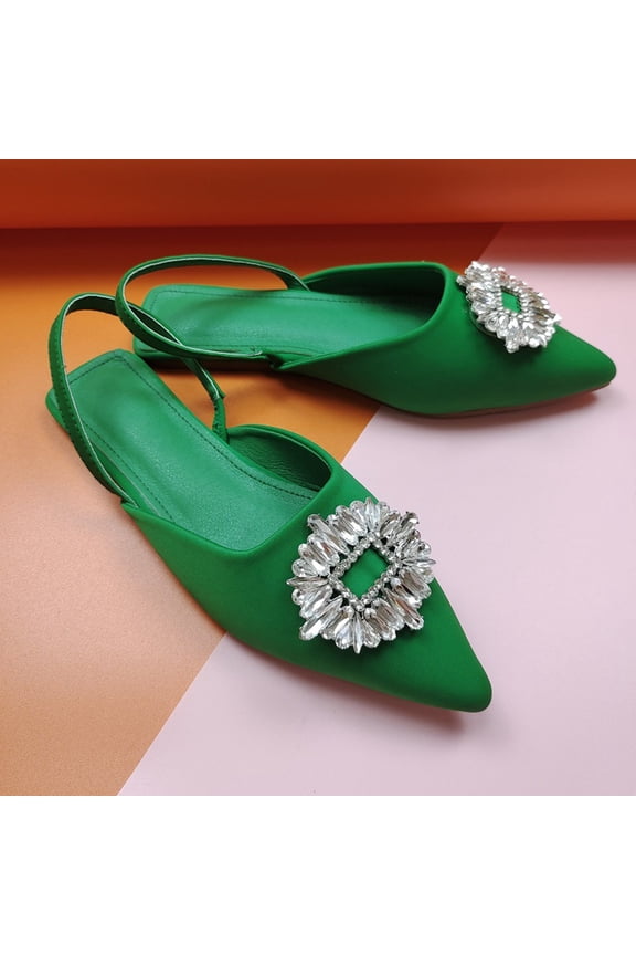 Women's Sunflower Diamond Slip-on Slippers Flat Heel Casual Comfortable Pointed Toe Sandals Trendy Gift Sandals