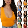 thumbnail image 1 of GERsome Women's Tank Tops Sleeveless Deep V Neck Crop Tops Summer Solid Color Slim-Fit Basic Athletic Workout Yoga Tee Shirts, 1 of 5