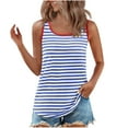 thumbnail image 1 of GERsome Women's Tank Tops Sleeveless Square Neck Loose Fit Basic Tee Casual Striped Summer T-Shirt Curved Hem S-2XL, 1 of 9