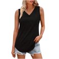 thumbnail image 1 of GERsome Women's Tank Tops Sleeveless V Neck Loose Fit Basic Tee Casual Solid Color Summer T-Shirt Curved Hem S-3XL, 1 of 6