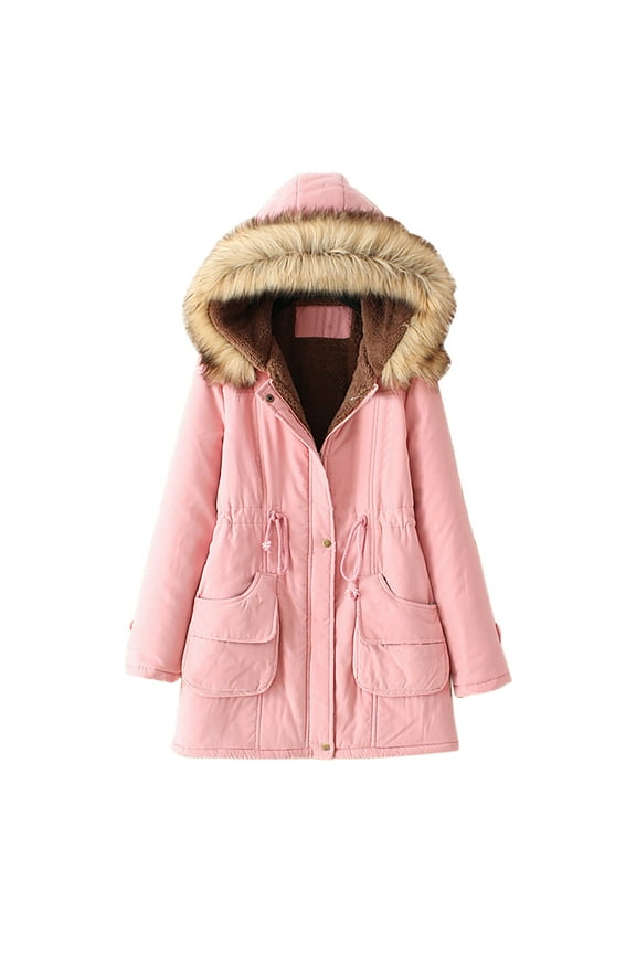 Women's Thicken Fleece Lined Parka Winter Coat Hooded Jacket with Pockets Available in Multiple Colors