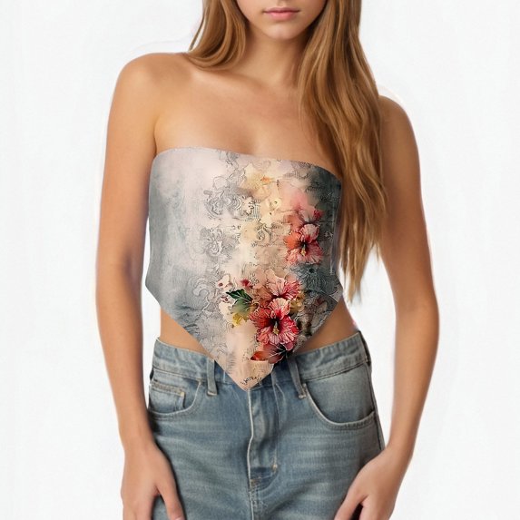 GERsome Women's Tube Tops Summer Trendy Bandeau Tank Tie Back Strapless Blouse Off The Shoulder Tunic Shirts, Free Size