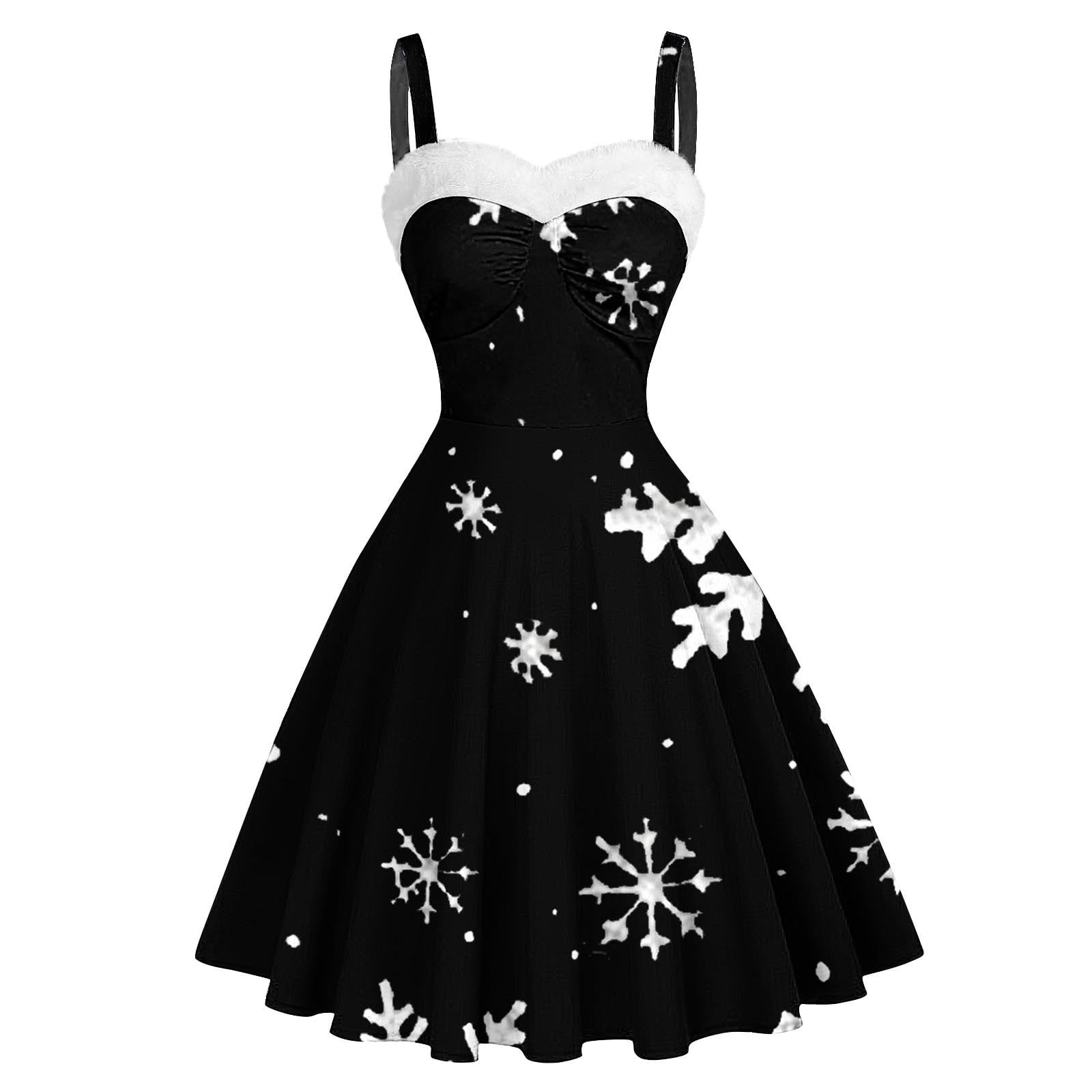 GERsome Women's Vintage Christmas Dress Snowflake Print Sleeveless A-Line  Party Midi Dress S-XXXL - Walmart.com