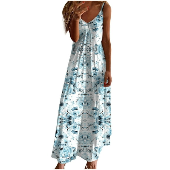 GERsome Women's Vintage Floral Printed Summer A-Line Elegant Dresses Womens Beach Sundress Ladies Casual Boho Tank Dress