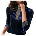 thumbnail image 1 of GERsome Women's Vintage Velvet Turtleneck Long Sleeve Top Blouse Velour Pullover, 1 of 4