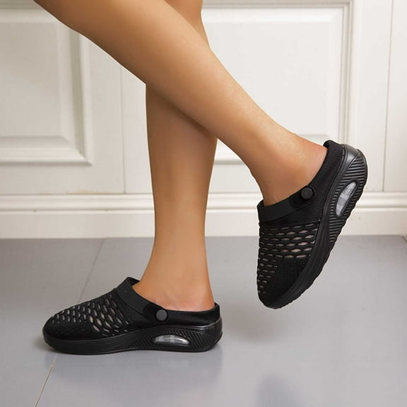 GERsome Women's Walking Shoes - Lightweight Athletic Casual Gym Slip on Sneakers Flying Woven Slippers