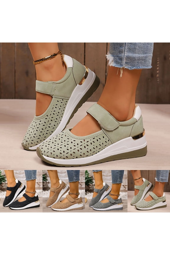 Women's Wedge Platform Sandals Closed Toe Ankle Strap Summer Casual Travel Beach Outdoor Walking Shoes, Green Size 6