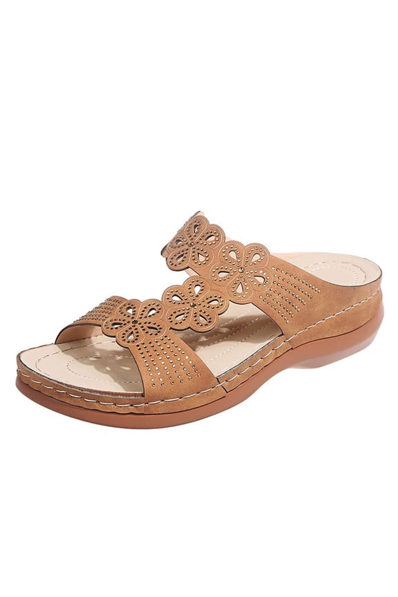 Women's Wedge Sandals Fashion Roman Bohemian Open Toe Slip-On Beach Casual Dressy Slippers