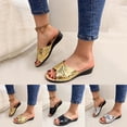 thumbnail image 1 of GERsome Women's Wedge Sandals Open Toe Slip On Comfort Walking Slide Sandals Summer Low Wedge Beach Sandals, Gold Size 5.5, 1 of 9