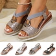 thumbnail image 1 of GERsome Women's Wedge Sandals Platform Open Toe Ankle Strap Comfort Walking Summer Beach Travel Sandals, Gray Size 5.5, 1 of 9
