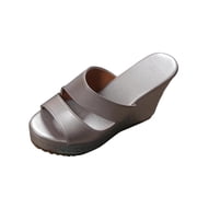 GERsome Womens Wedge Sandals Platform Open Toe Slip-On Comfort Summer Beach Wedges Heels Mules, Silver Size 6