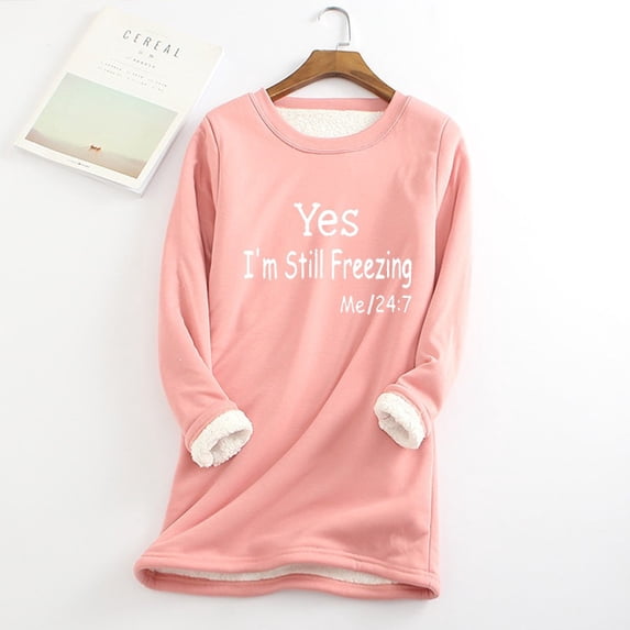 GERsome Women's Winter Fleece Sherpa Lined Crewneck Pullover Sweatshirt Warm Sherpa Lined Fleece Sport Sweatshirt Pullover Loungewear For Women S-XXXXXL /M