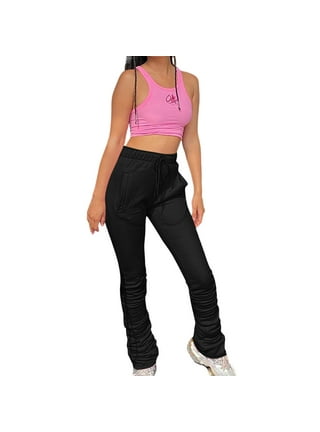 Stacked Sweatpants Women's Fleece Thick Sports Fitness Drawstring