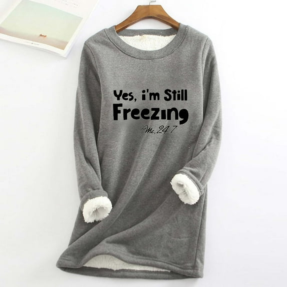 GERsome Women's Winter Warm Sherpa Lined Sweatshirt Pullover Crewneck Long Sleeve Fleece Lined Shirts Loungewear Tops S-XXXXXL /XXL