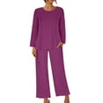 thumbnail image 1 of GERsome Womens 2 Piece Summer Outfits Long Sleeve Tops Pants Lounge Sets, 1 of 7